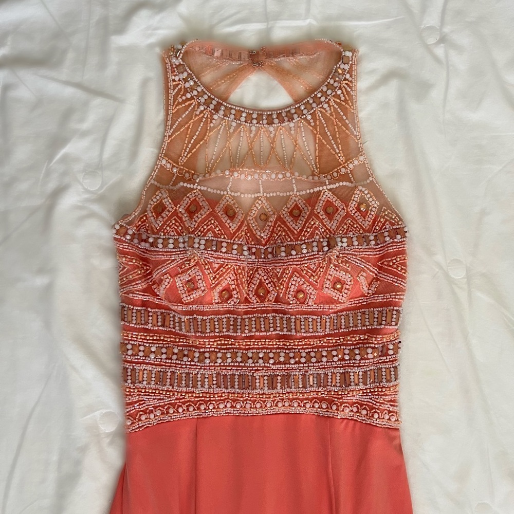 Tiffany Designs Peach Floor Length Formal Size 6